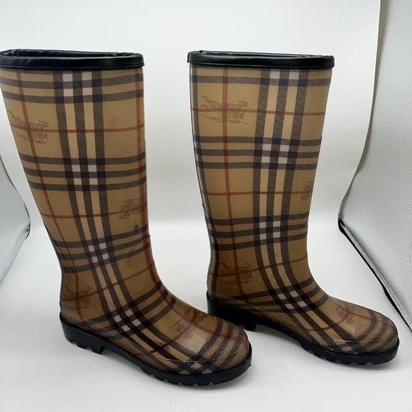 Burberry Classic Nova Check Print Wellington Rubber Rain Boots Sz 6 - Picture 10 of 10